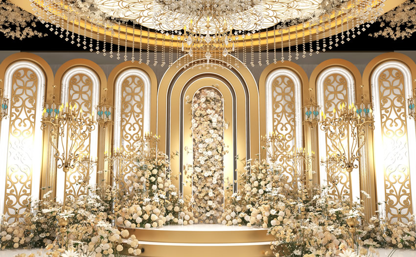 平房香槟色调婚礼堂效果展示